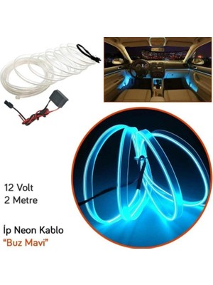 Sezgin 2 Metre Ice Blue Araç İçi Torpido Ledi Renkli Ip Neon Ip LED Şerit LED Neon İp LED