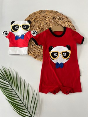 Baume Clothes Panda Baskılı Kırmızı Erkek Tulum