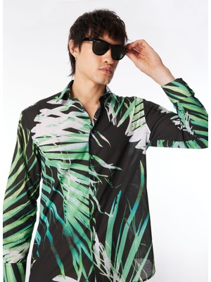 Ice Play Normal Yeşil Desenli Erkek Gömlek 24EU1M0G091P624_SHIRT