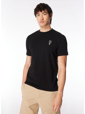 Karl Lagerfeld Bisiklet Yaka Siyah Erkek T-Shirt 755026542221