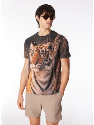 Ice Play Bisiklet Yaka Baskılı Çok Renkli Erkek T-Shirt 24EU1M0F01B6324_T-SHIRT