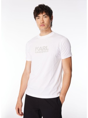Karl Lagerfeld Bisiklet Yaka Beyaz Erkek T-Shirt 755060542241