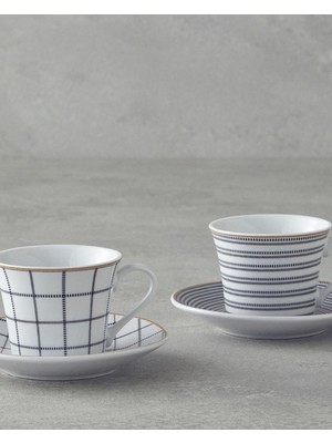 English Home Ashley Porselen Kahve Fincan Takımı 4 Parça 2 Kişilik Siyah