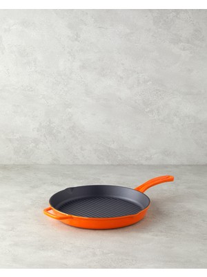 Hecha Demir Döküm Yuvarlak Grill Tava 28 X 4 cm Turuncu