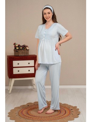 Baha Ba-Ha 4503 Jakar Sabahlıklı Dantelli Detaylı Lohusa Pijama Takımı