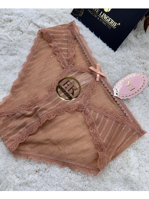 Intive Lingerie Fk Lingerie Simli Arkası Transparan Tül Önü Dantelli Önü Cut-Out Külot