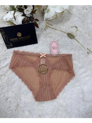 Intive Lingerie Fk Lingerie Simli Arkası Transparan Tül Önü Dantelli Önü Cut-Out Külot