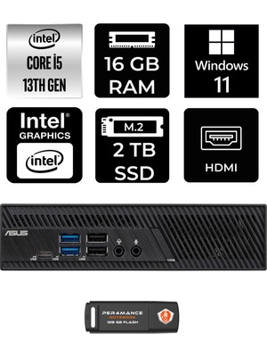 Asus PB63 Intel Core I5 13400 16GB 2tb SSD W11H Mini Pc & Per4 USB Bellek PB63P364