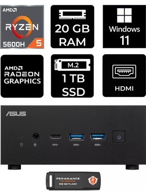 Asus Expertcenter PN52 Amd Ryzen 5 5600H 20GB 1tb SSD W11H Mini Pc & Per4 USB Bellek PN52P1368