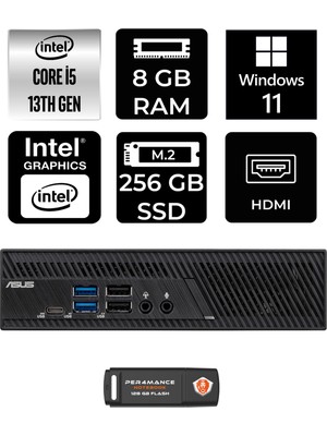 Asus PB63 Intel Core I5 13400 8gb 256GB SSD W11H Mini Pc & Per4 USB Bellek PB63P351