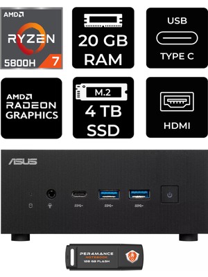 Asus Expertcenter PN52 Amd Ryzen 7 5800H 20GB 4tb SSD Fdos Mini Pc & Per4 USB Bellek PN52P2320