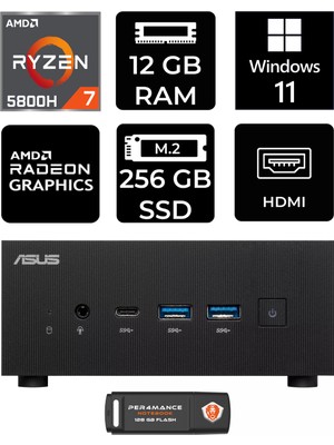 Asus Expertcenter PN52 Amd Ryzen 7 5800H 12GB 256GB SSD W11H Mini Pc & Per4 USB Bellek PN52P2356