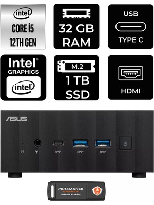 Asus Expertcenter PN64 Intel Core I5 12500H 32GB 1tb SSD Fdos Mini Pc & Per4 USB Bellek PN64P328