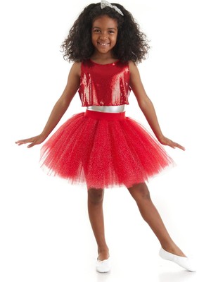 Tameris Kostüm Kız Çocuk Kırmızı Hip Hop Dans Kostümü - 23 Nisan Kıyafetleri