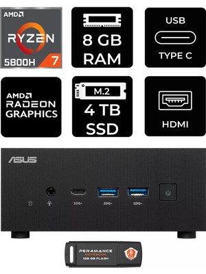 Asus Expertcenter PN52 Amd Ryzen 7 5800H 8gb 4tb SSD Fdos Mini Pc & Per4 USB Bellek PN52P2305