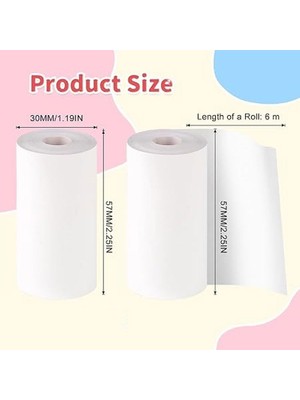 Megamus Çocuk Kamerası Için 3 Rulo Termal Kağıt 57 x 30 mm Termal Yazıcı Kağıdı Beyaz Rulo