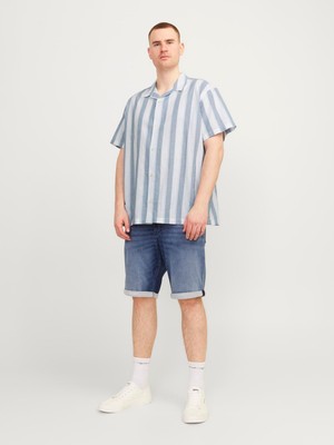 Jack & Jones Büyük Beden Keten Karışımlı Kısa Kollu Gömlek - Ccsummer