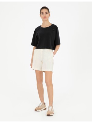 Pierre Cardin Kadın Ekru Rahat Kesim Bermuda Şort 50282270-VR019