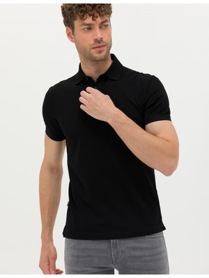 Pierre Cardin Erkek Siyah Slim Fit Merserize Tişört 50274688-VR046