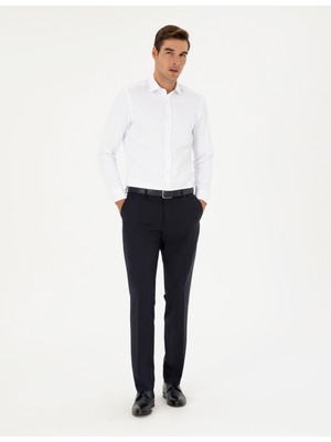 Pierre Cardin Erkek Beyaz Slim Fit Armürlü Uzun Kollu Gömlek 50289415-VR013