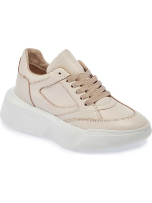 Tergan  Bej Hakiki Süet Deri Kadın Sneaker - K24I1AY67497-B19