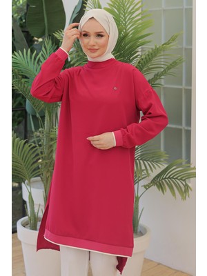 Armine Trend Kolları Ribanalı Arkadan Uzatmalı Basic Tunik Fuşya 24YT480