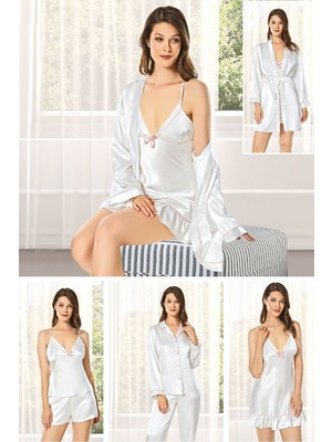 Alissa 8630 Kadın Çeyizlik Saten 6'lı Set-Ekru