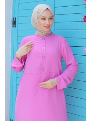 Armine Trend Kare Çıtçıtlı Tunik Pembe 24YT451