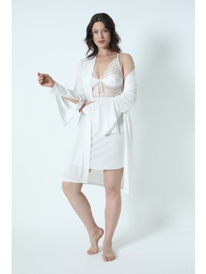 Alissa 9620 Kadın Çeyizlik Dantelli Penye 6'lı Set -Pudra