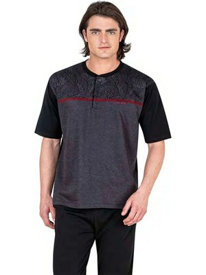 Pierre Cardin 6053 Erkek Kısa Kollu Jakarlı 3'lü Pijama Takımı