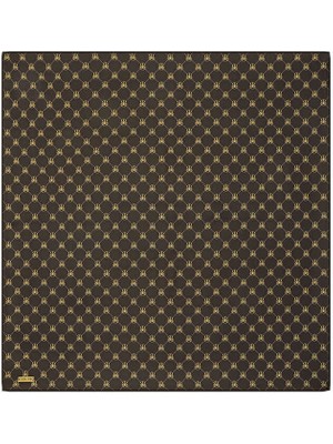 Bursa İpek Acı Kahve Kelebek Monogram Twill Ipek Eşarp