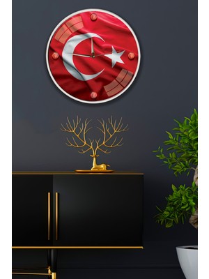 Emya Home Al Bayrak Duvar Saati - 29 cm