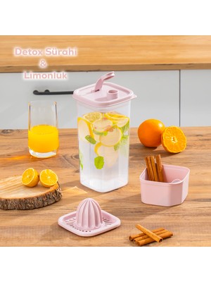 Porsima 06-1109 Sızdırmaz Kapaklı Matara Detoks Sürahi - Limonluk Şerbetlik Şeffaf 1,5 L