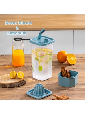 Porsima 06-1109 Sızdırmaz Kapaklı Matara Detoks Sürahi - Limonluk Şerbetlik Şeffaf 1,5 L