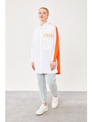 Lêvi D'or Oranj Patlı Cepli Ribanalı Gömlek