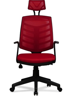 Arenzo Ev ve Ofis Çalışma Sandalyesi Bilgisayar ve Yönetici Koltuğu Piramit Model Kırmızı