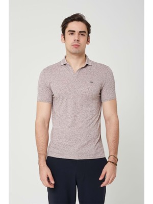 Coonless Yakalı Çok Rahat Pamuk Penye Erkek Bordo Tshirt