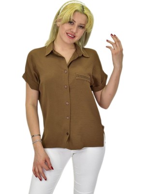 Woow Kadın Ayrobin Kısa Kol Gömlek BGL-ST03695