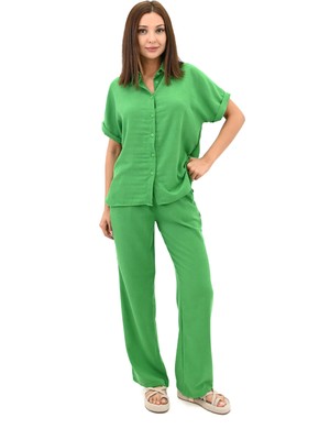 Koza Kadın Kısa Kollu Gömlek Yaka Ikili Takım 4097-25