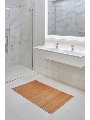 Avantage Home Peony - Naturel Bambu Kaydırmaz Banyo Matı 80 x 50 cm