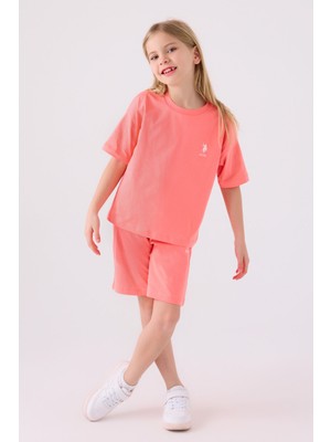 U.S. Polo Assn. Kız Çocuk Yavruağzı Bermuda Takım