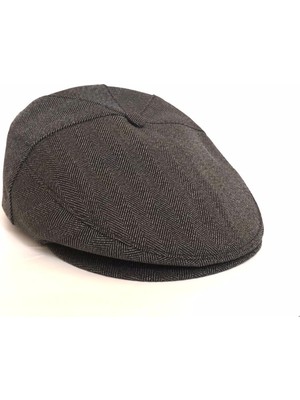 Salar Ticaret Füme  Mevsimlik Kasket Yöresel Balıksırtı Desenli Kasket Şapka 55 cm