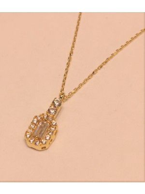 Güler Kuyumculuk Altın Baget Taşlı Hayalet Kolye