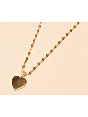 Güler Kuyumculuk Altın Aynalı Zincirli Kalpli Kolye Ucu