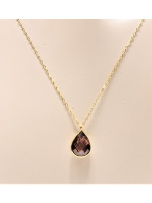 Güler Kuyumculuk Kahverengi Doğal Taşlı Kolye Ucu ve Zinciri