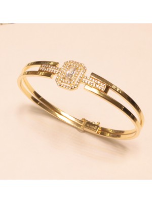 Güler Kuyumculuk Altın Baget Taşlı Kelepçe Bilezik