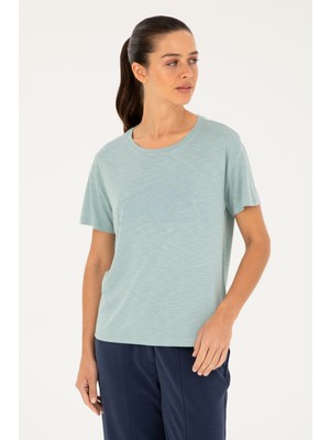 U.S. Polo Assn. Kadın Su Yeşili Bisiklet Yaka Tişört 50283780-VR048