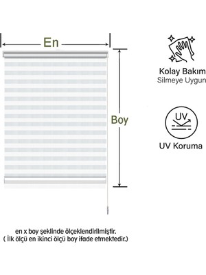 Binbir Perde Beyaz Düz Zebra Perde