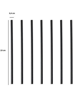 Selanikli Kıl Pipet Çap:4 mm Boy:19 cm PAKET:300 Lü Siyah Ince Pipet