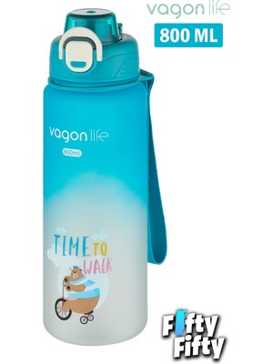 Vagonlife 800 ml Figürlü Su Matarası Çift Kullanım Pipetli ve Rahat Içim Sticker Hediyeli